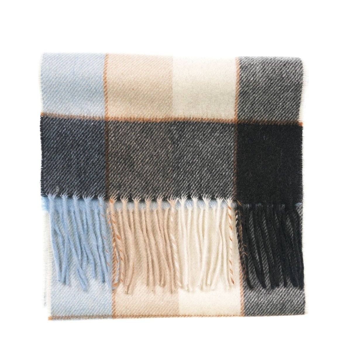Tartan Weaving Mill 100% Pure Cashmere Scarf - Made in Scotland - BLOCK PINSTRIPE SANDY - Heritage Of Scotland -