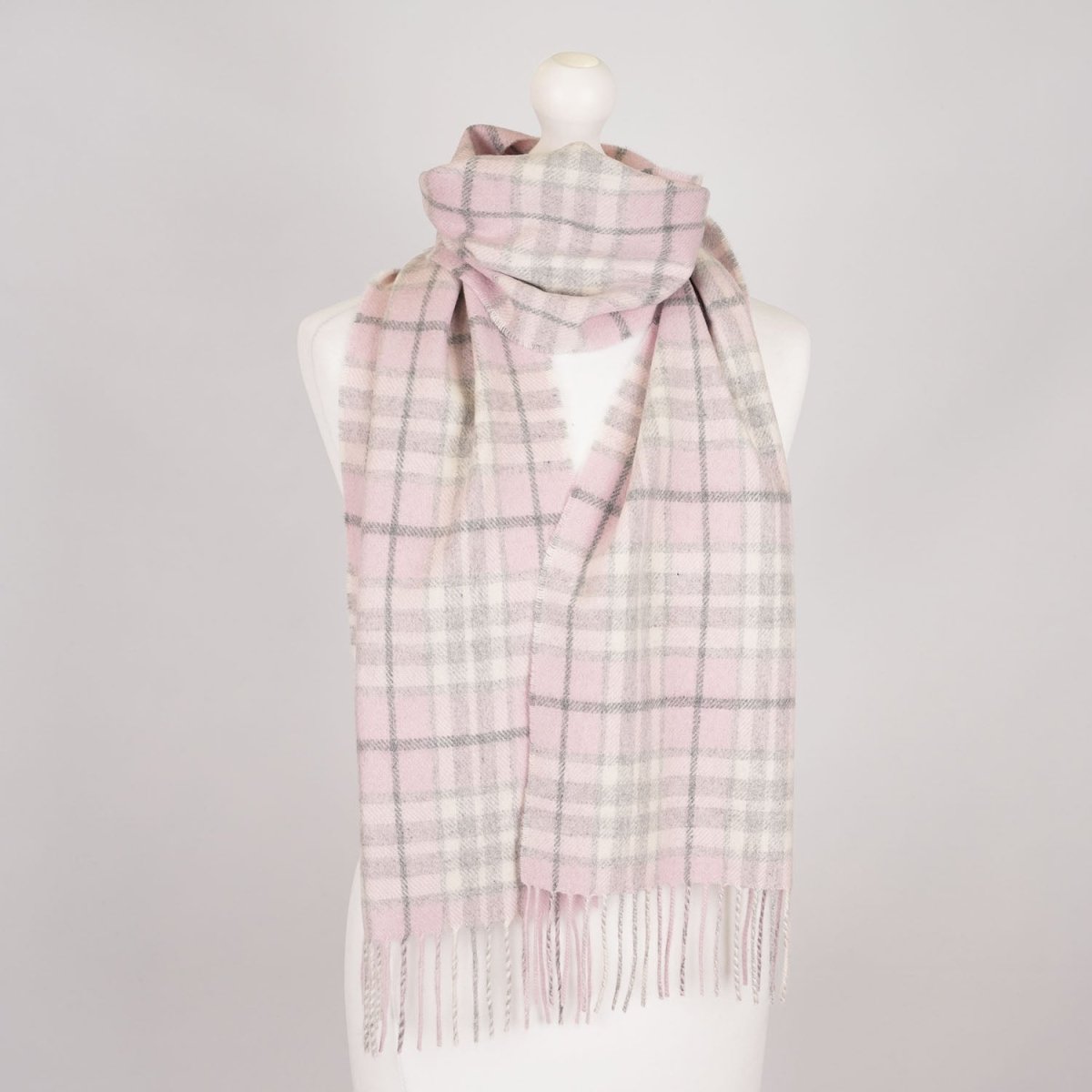 Tartan Weaving Mill 100% Pure Cashmere Scarf - Made in Scotland - THOMSON PINK - Heritage Of Scotland -