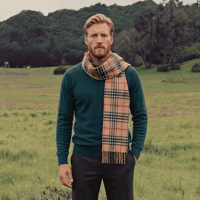 Tartan Weaving Mill 100% Pure Cashmere Scarf - Made in Scotland - Warm Camel Thomson - Heritage Of Scotland -