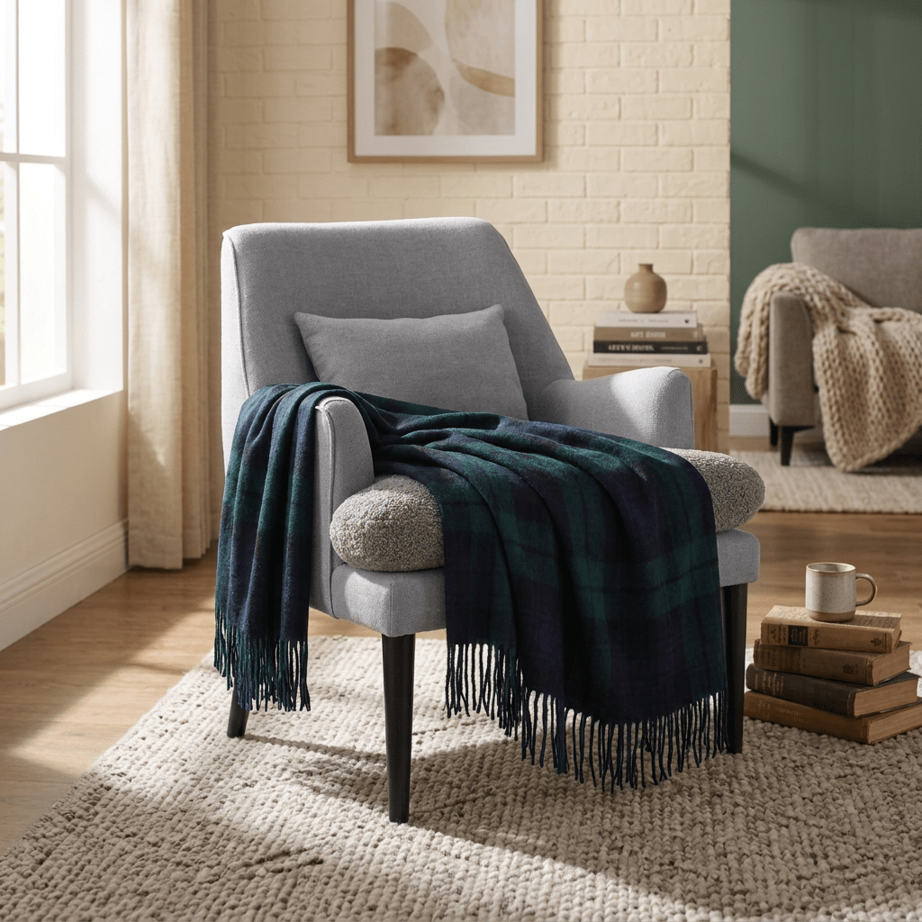 Tartan Wool Blend Blanket Throw – Soft Plaid Sofa & Bed Blanket - Black Watch - Heritage Of Scotland -