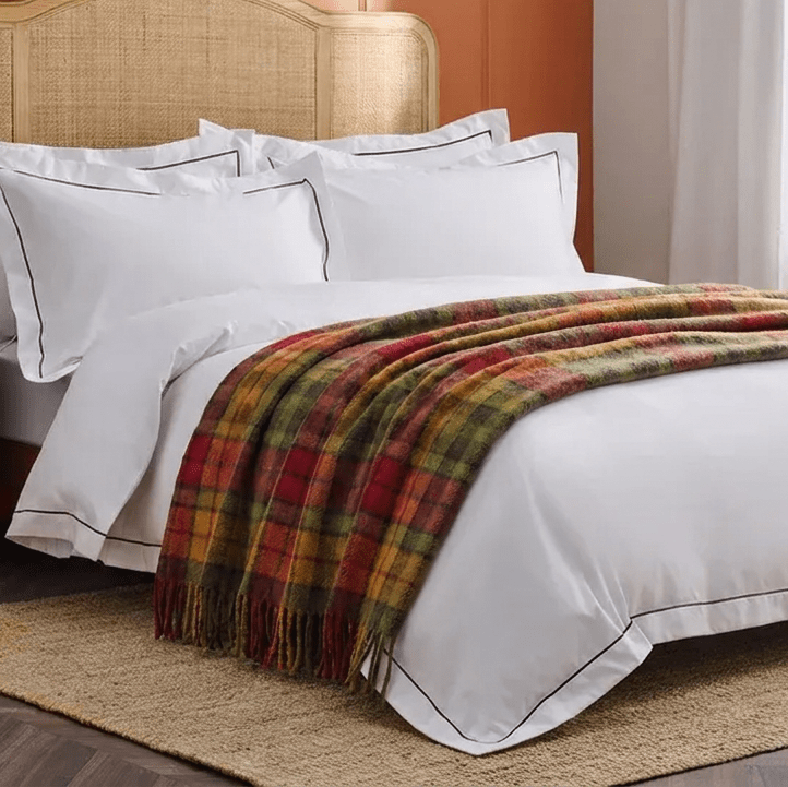 Tartan Wool Blend Blanket Throw – Soft Plaid Sofa & Bed Blanket - Buchanan Autumn - Heritage Of Scotland -