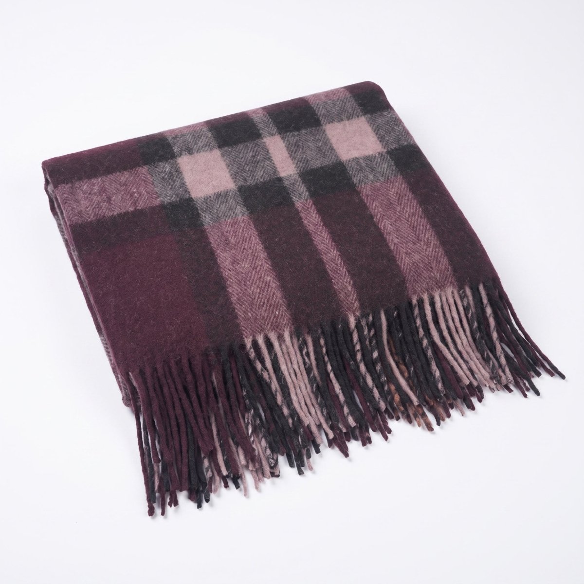 Tartan Wool Blend Blanket Throw – Soft Plaid Sofa & Bed Blanket - EXPLODED SCOTTY THOMSON BORDEAUX - Heritage Of Scotland -