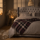 Tartan Wool Blend Blanket Throw – Soft Plaid Sofa & Bed Blanket - EXPLODED SCOTTY THOMSON BORDEAUX - Heritage Of Scotland -