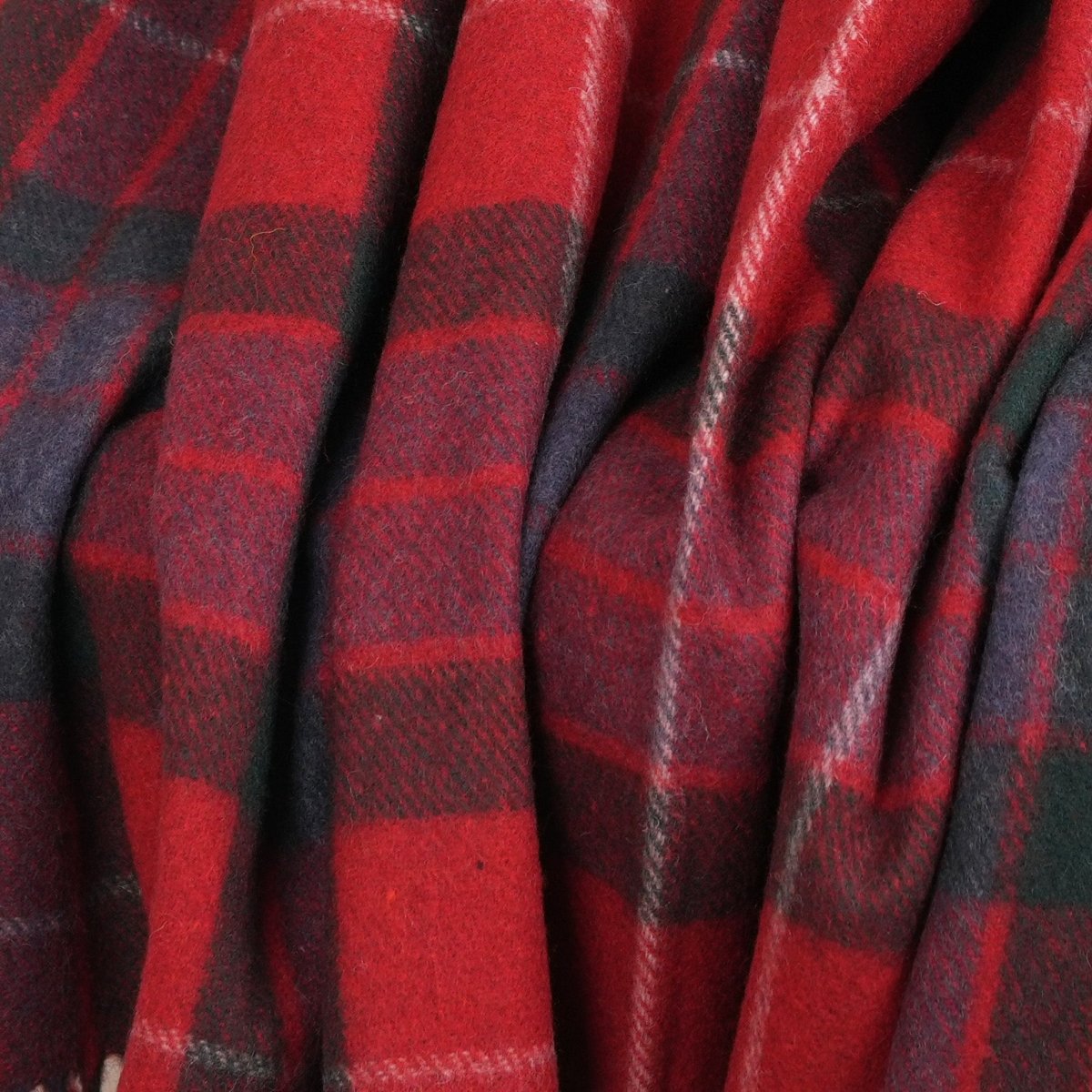Tartan Wool Blend Blanket Throw – Soft Plaid Sofa & Bed Blanket - Fraser Red - Heritage Of Scotland -