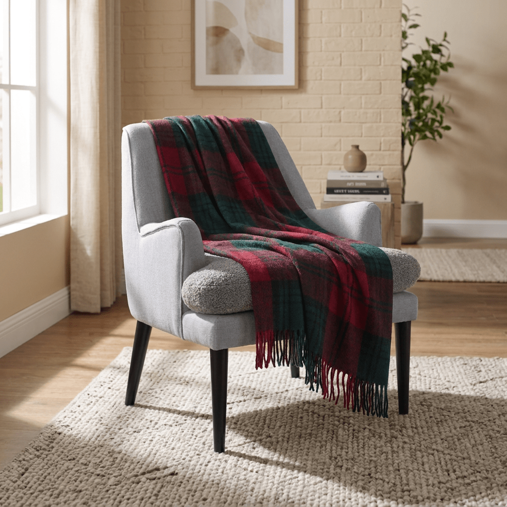 Tartan Wool Blend Blanket Throw – Soft Plaid Sofa & Bed Blanket - Lindsay - Heritage Of Scotland -