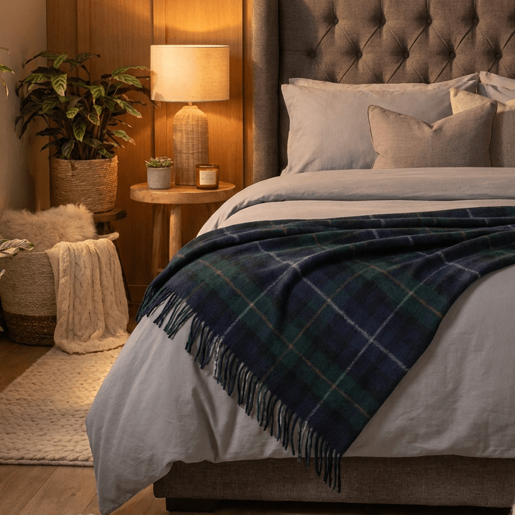 Tartan Wool Blend Blanket Throw – Soft Plaid Sofa & Bed Blanket - Macneil Of Barra - Heritage Of Scotland -
