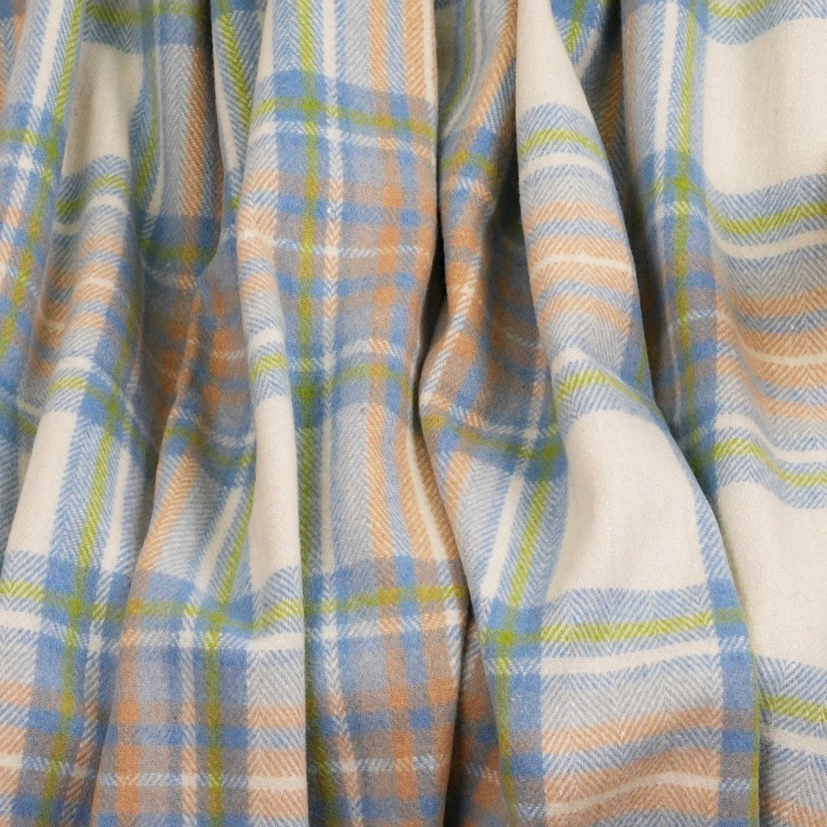 Tartan Wool Blend Blanket Throw – Soft Plaid Sofa & Bed Blanket - Stewart Muted Blue - Heritage Of Scotland -