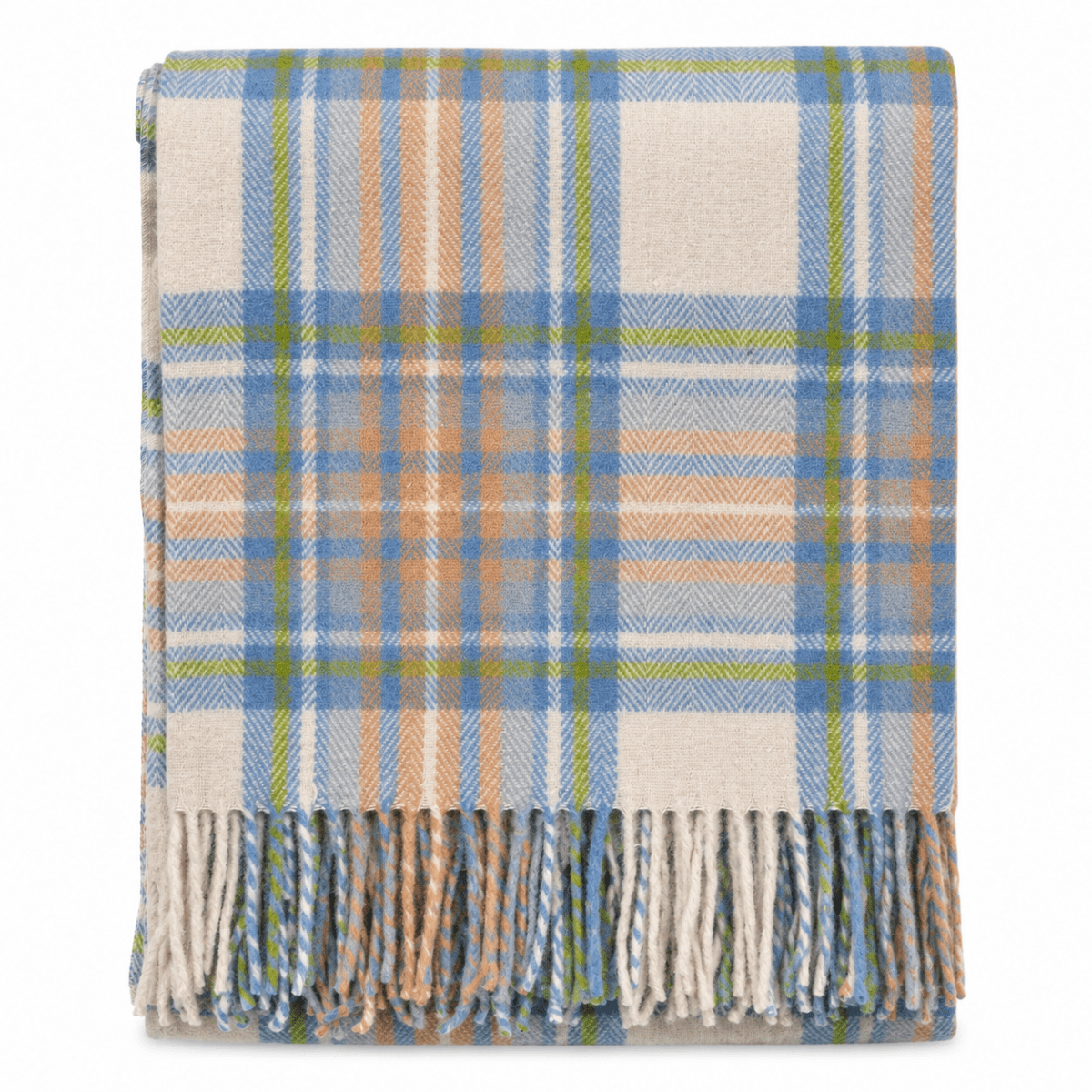 Tartan Wool Blend Blanket Throw – Soft Plaid Sofa & Bed Blanket - Stewart Muted Blue - Heritage Of Scotland -