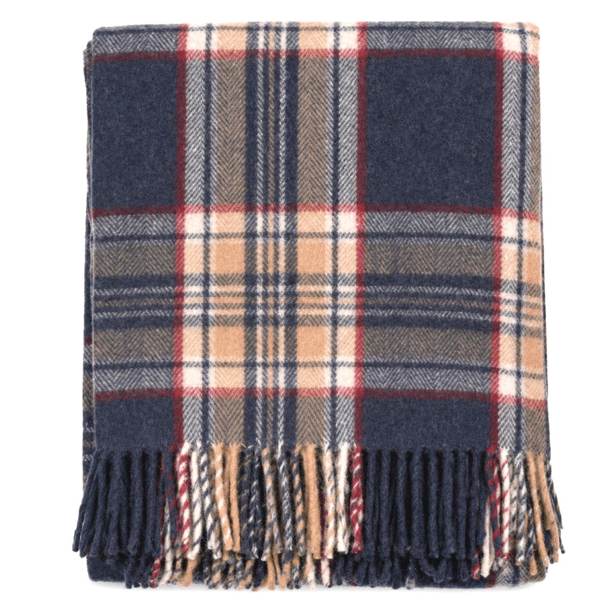 Tartan Wool Blend Blanket Throw – Soft Plaid Sofa & Bed Blanket - Stewart Navy - Heritage Of Scotland -