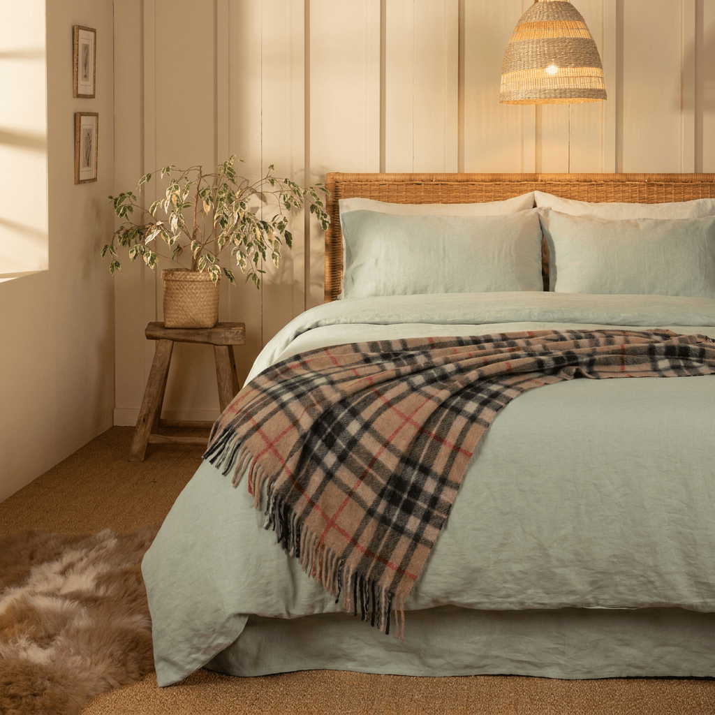 Tartan Wool Blend Blanket Throw – Soft Plaid Sofa & Bed Blanket - Thomson Camel - Heritage Of Scotland -