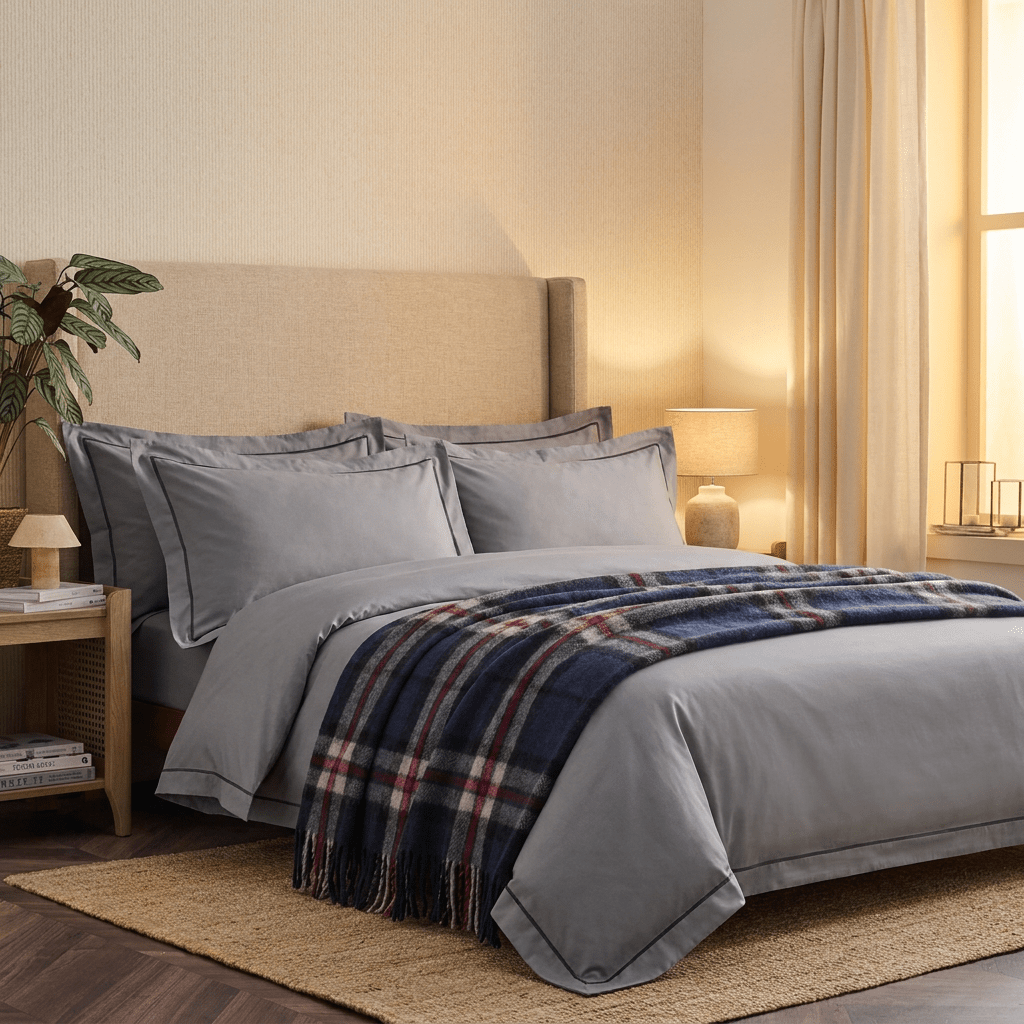 Tartan Wool Blend Blanket Throw – Soft Plaid Sofa & Bed Blanket - Thomson Navy - Heritage Of Scotland -