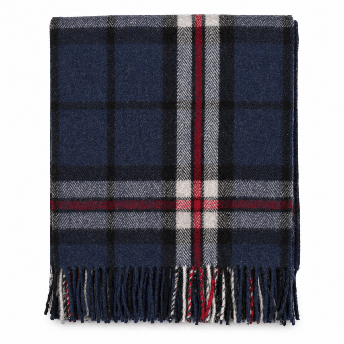 Tartan Wool Blend Blanket Throw – Soft Plaid Sofa & Bed Blanket - Thomson Navy - Heritage Of Scotland -