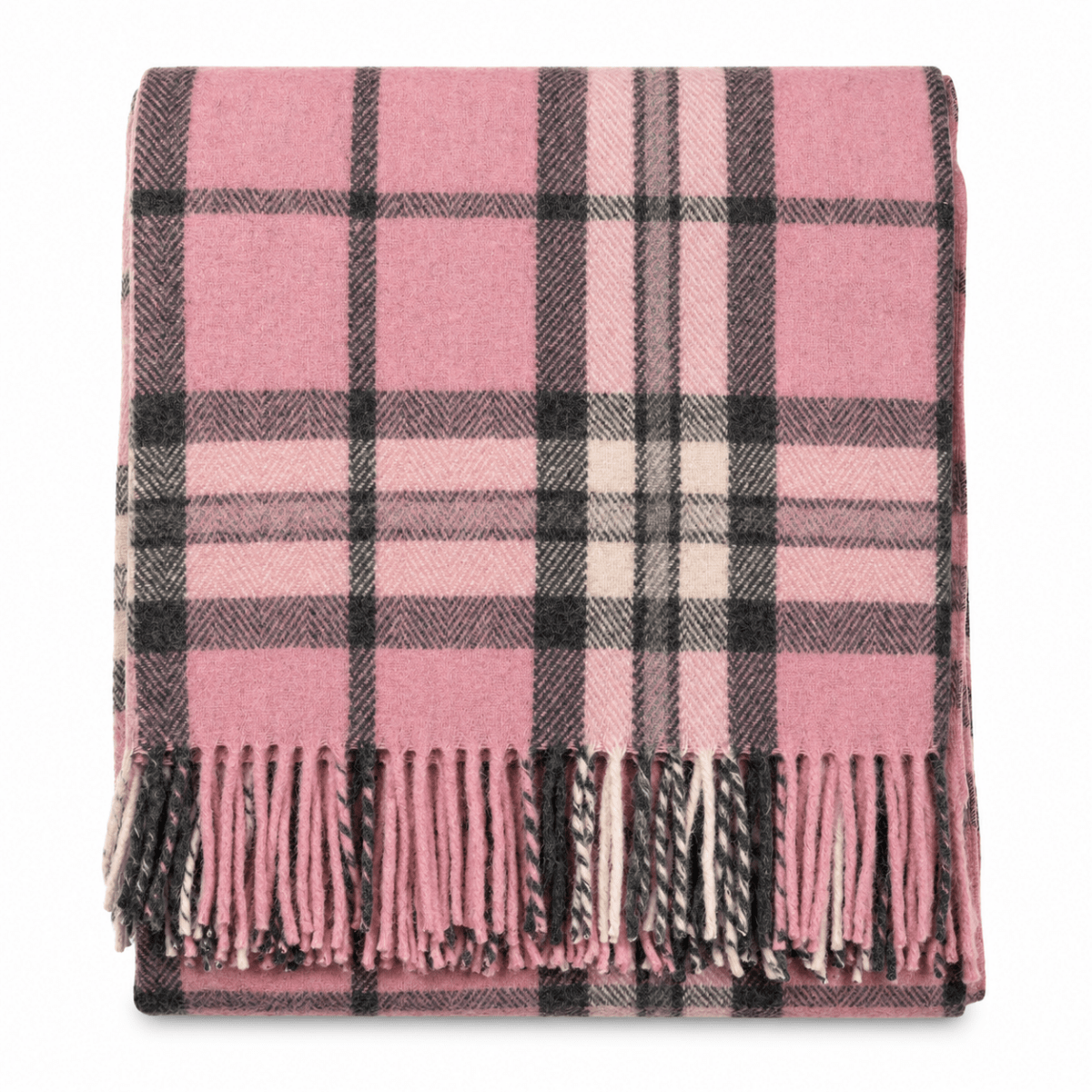 Tartan Wool Blend Blanket Throw – Soft Plaid Sofa & Bed Blanket - Thomson Pink - Heritage Of Scotland -