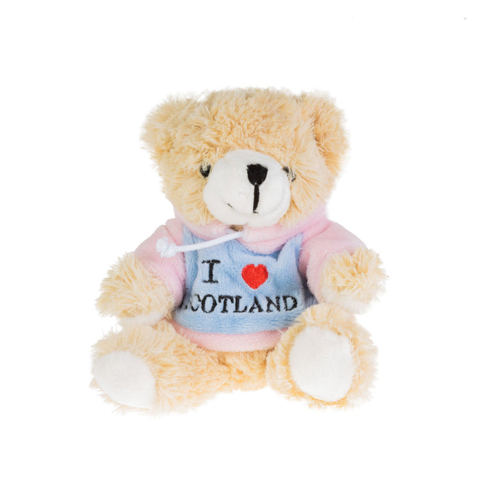 Teddy Bear W/Hood I Love Scotland - Heritage Of Scotland - PINK/SKY