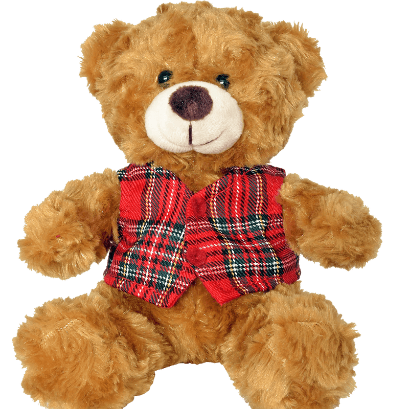 Teddy Bear with Tartan Waistcoat – 18cm Plush Scottish Bear - Heritage Of Scotland - Royal Stewart