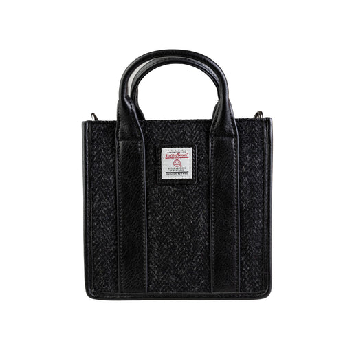 The Mini Tobi Tote Bag Black Herringbone - Heritage Of Scotland - BLACK HERRINGBONE