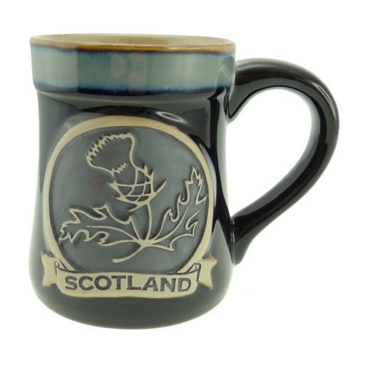 Thistle Stoneware Mug – Scotland Themed Ceramic Mug - Heritage Of Scotland - Black