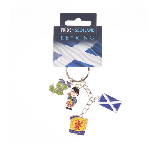 Thistle/Piper/Crest/Saltire Keyring - Heritage Of Scotland - NA