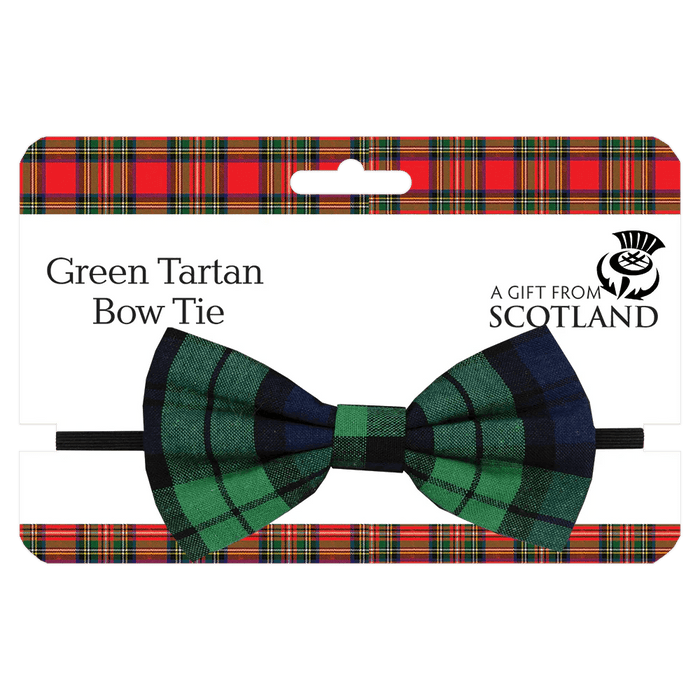 Traditional Tartan Bow Tie – Elasticated in Red or Green Scottish Tartan - Heritage Of Scotland - Green