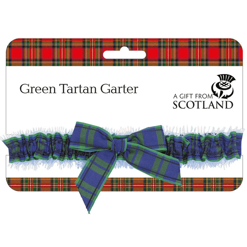 Traditional Tartan Garter – Elasticated Red or Green Scottish Lace Garter - Heritage Of Scotland - Green