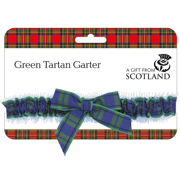 Traditional Tartan Garter – Elasticated Red or Green Scottish Lace Garter - Heritage Of Scotland - Green