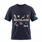 Travel Outfitters Scotland Icons 3D Puff Print T-Shirt – Navy - Heritage Of Scotland - XS