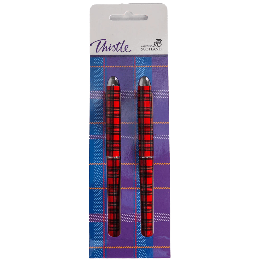 Twin - Pack Tartan Ball - Point Pens – Nessie, Piper, or Classic Red Tartan - Heritage Of Scotland - Classic Red Tartan