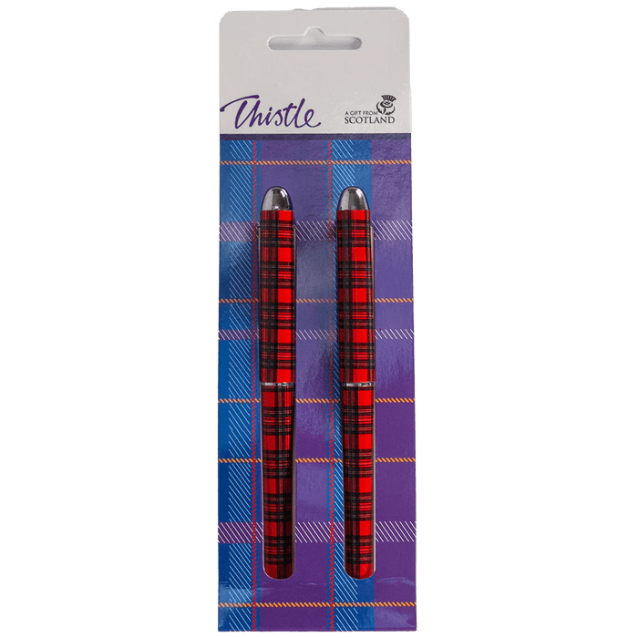 Twin - Pack Tartan Ball - Point Pens – Nessie, Piper, or Classic Red Tartan - Heritage Of Scotland - Classic Red Tartan