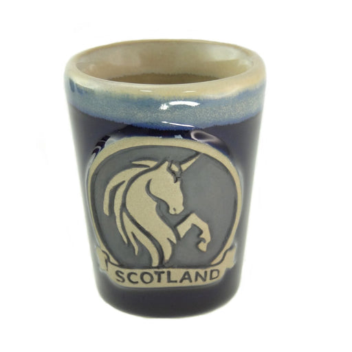 Unicorn Stoneware Shot Cup – Unique Ceramic Gift - Heritage Of Scotland - Blue