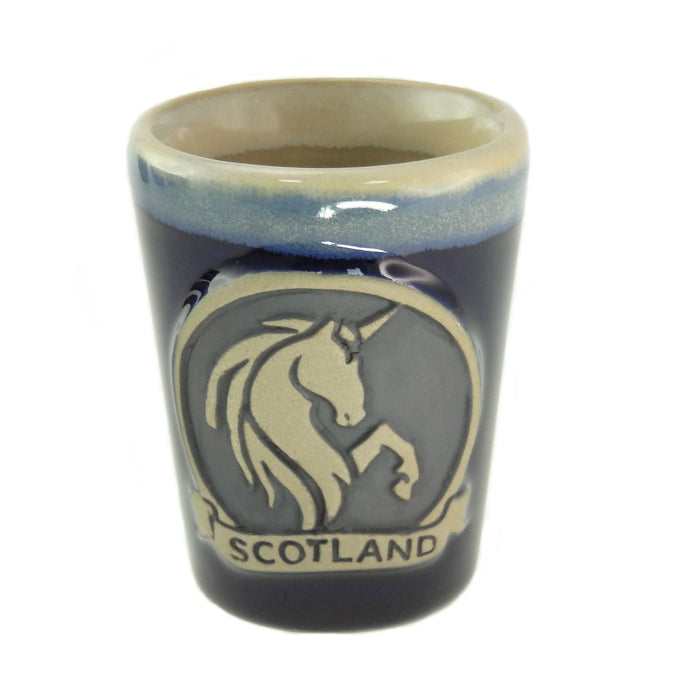 Unicorn Stoneware Shot Cup – Unique Ceramic Gift - Heritage Of Scotland - Blue