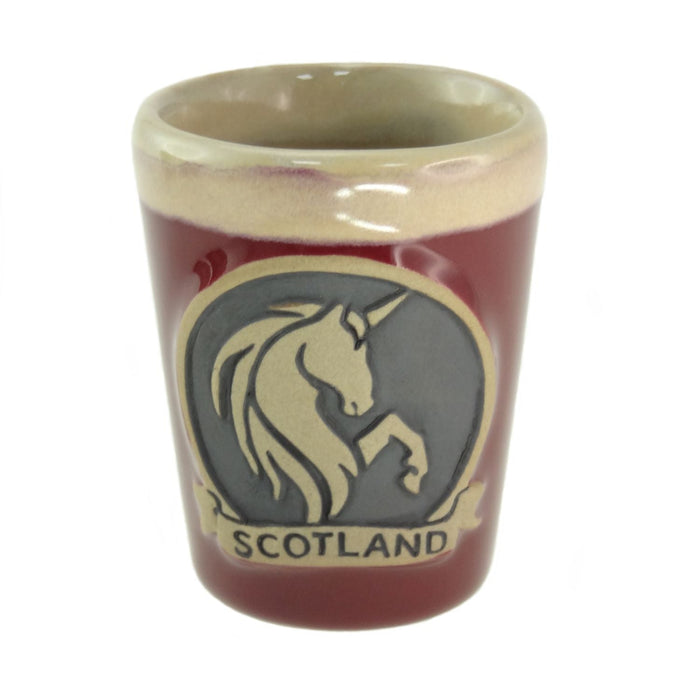 Unicorn Stoneware Shot Cup – Unique Ceramic Gift - Heritage Of Scotland - Red