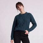 Unisex 100% Wool Aran Cable Knit Crew Neck Jumper – Made in Ireland | Black Watch - Heritage Of Scotland - XS