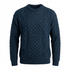 Unisex 100% Wool Aran Cable Knit Crew Neck Jumper – Made in Ireland | Black Watch - Heritage Of Scotland - XS