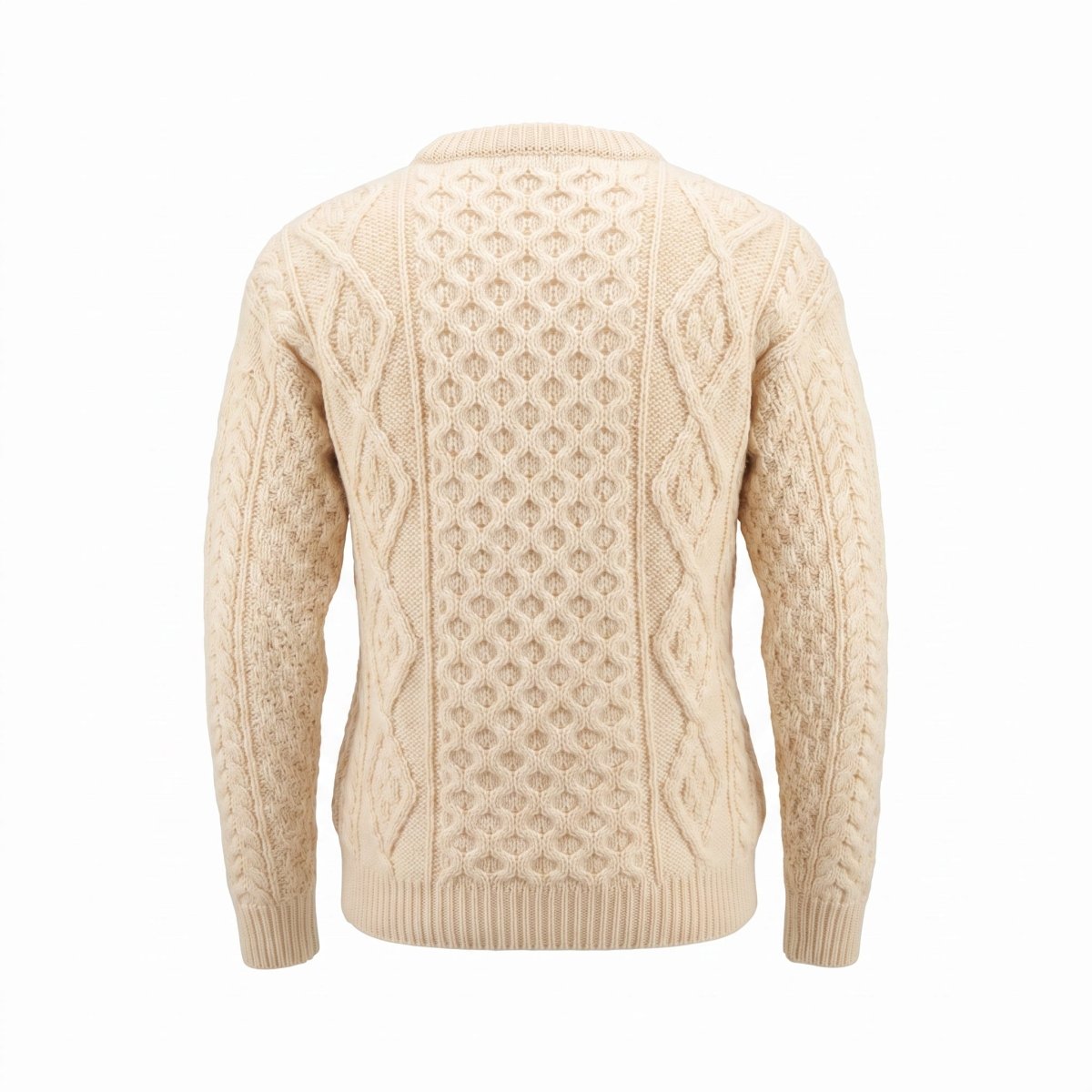 Unisex Blue 100% Wool Aran Cable Knit Crew Neck Jumper – Made in Ireland | Aran - Heritage Of Scotland - XS