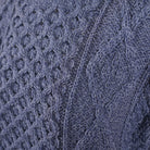 Unisex Blue 100% Wool Aran Cable Knit Crew Neck Jumper – Made in Ireland | Denim - Heritage Of Scotland - XS