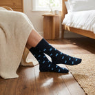 Unisex Cotton Scottish Flag Pattern Black Crew Socks - Heritage Of Scotland - 