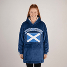 Unisex Edinburgh Saltire Hoodie Blanket – Navy Oversized Fleece - Heritage Of Scotland -