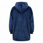 Unisex Edinburgh Saltire Hoodie Blanket – Navy Oversized Fleece - Heritage Of Scotland -