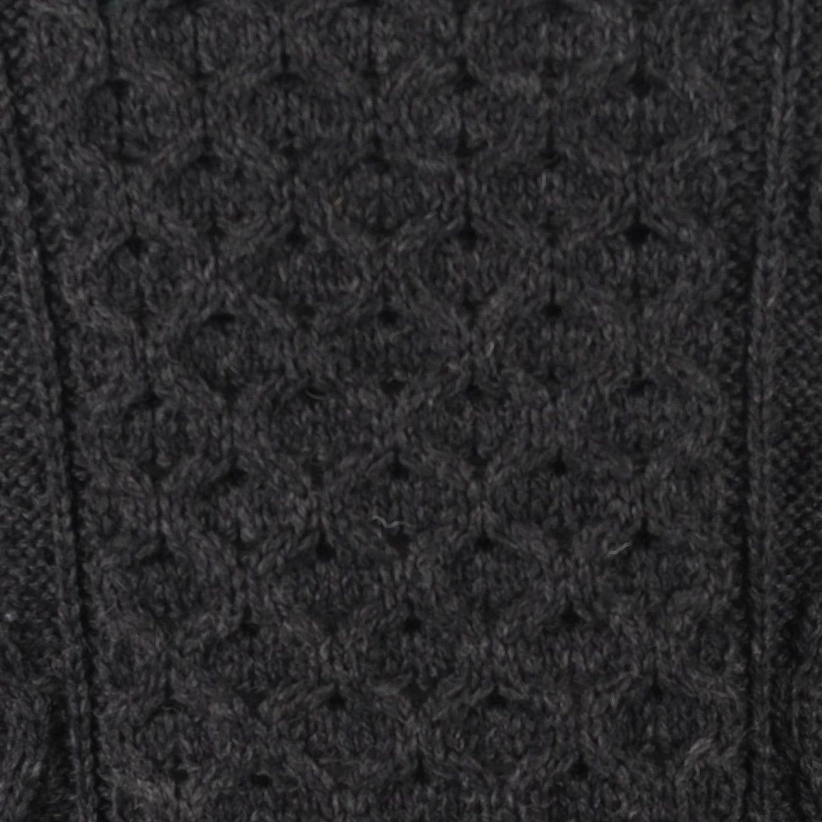 Unisex Grey 100% Wool Aran Cable Knit Crew Neck Jumper – Made in Ireland | Charcoal - Heritage Of Scotland - XS