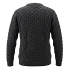 Unisex Grey 100% Wool Aran Cable Knit Crew Neck Jumper – Made in Ireland | Charcoal - Heritage Of Scotland - XS