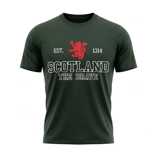 Unisex Scotland Est 1314 The Brave Applique T- Green - Heritage Of Scotland - XS