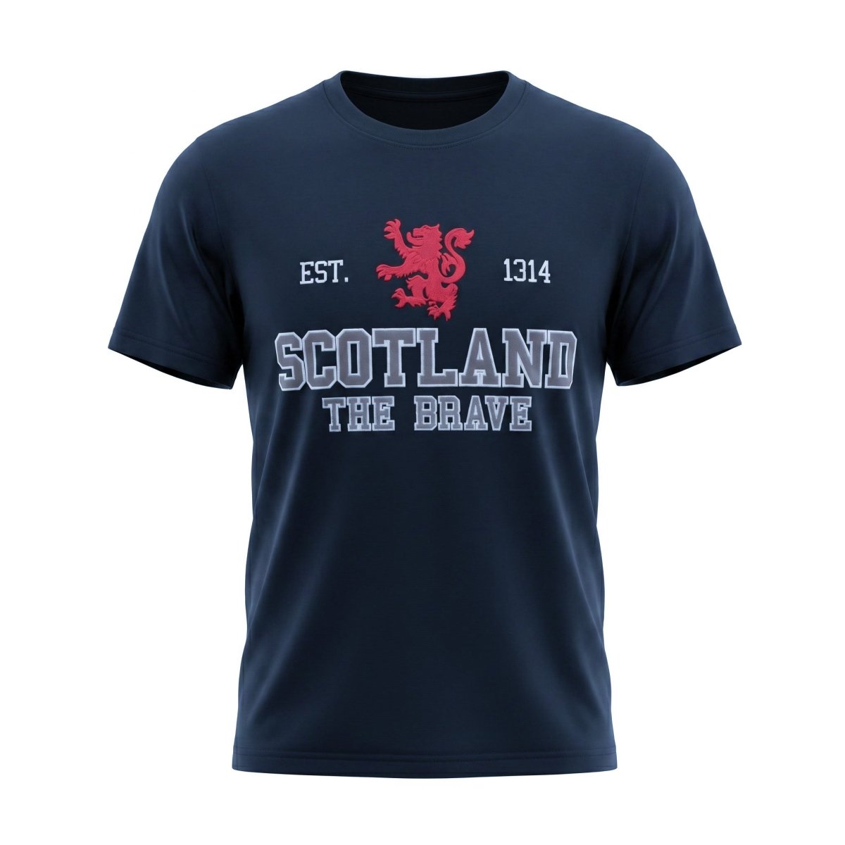 Unisex Scotland Est 1314 The Brave Applique T- Shirt - Navy - Heritage Of Scotland - XS