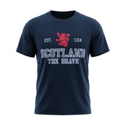 Unisex Scotland Est 1314 The Brave Applique T- Shirt - Navy - Heritage Of Scotland - XS