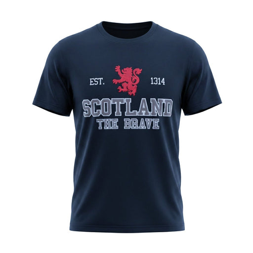 Unisex Scotland Est 1314 The Brave Applique T- Shirt - Navy - Heritage Of Scotland - XS