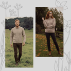 Unisex Speckled Beige 100% Wool Aran Cable Knit Crew Neck Jumper – Made in Ireland | Skiddaw - Heritage Of Scotland - XS