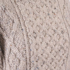Unisex Speckled Beige 100% Wool Aran Cable Knit Crew Neck Jumper – Made in Ireland | Skiddaw - Heritage Of Scotland - XS