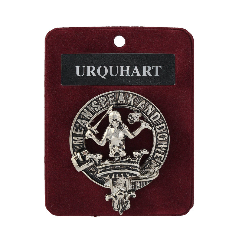 Urquhart Clan Badge, Kilt Pin, Lapel Pin, Cufflinks, Keyring/Key Fob & Gift Set — Fine Pewter by Art Pewter — Made in Scotland (Shiny Finish) - Heritage Of Scotland - Badge