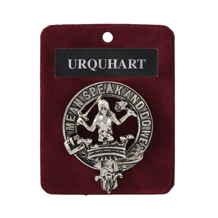 Urquhart Clan Badge, Kilt Pin, Lapel Pin, Cufflinks, Keyring/Key Fob & Gift Set — Fine Pewter by Art Pewter — Made in Scotland (Shiny Finish) - Heritage Of Scotland - Badge