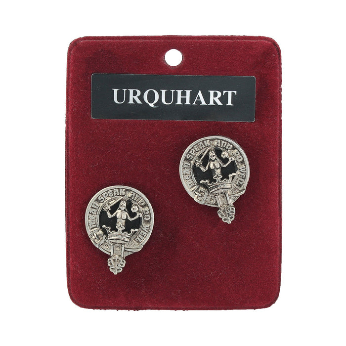 Urquhart Clan Badge, Kilt Pin, Lapel Pin, Cufflinks, Keyring/Key Fob & Gift Set — Fine Pewter by Art Pewter — Made in Scotland (Shiny Finish) - Heritage Of Scotland - Cufflinks