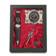 Urquhart Clan Badge, Kilt Pin, Lapel Pin, Cufflinks, Keyring/Key Fob & Gift Set — Fine Pewter by Art Pewter — Made in Scotland (Shiny Finish) - Heritage Of Scotland - Gift Set